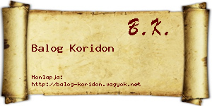 Balog Koridon névjegykártya